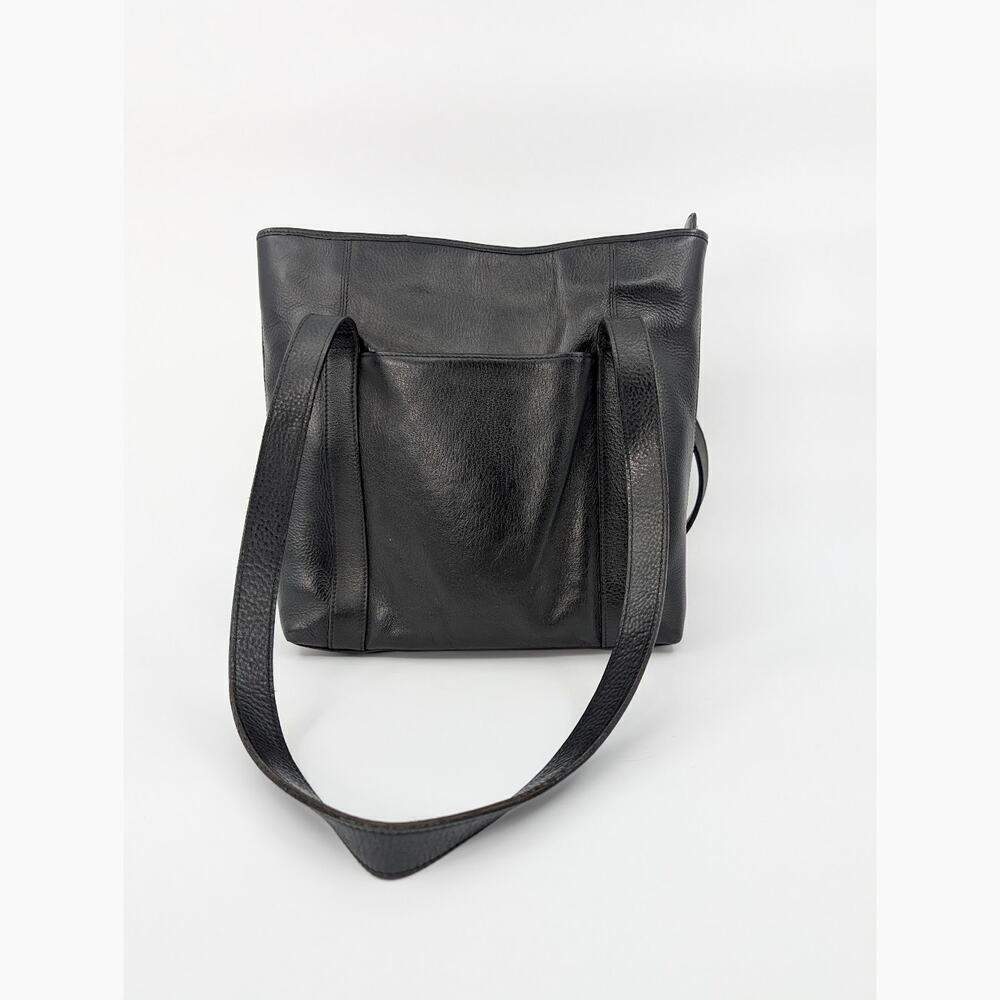 M London Leather Tote Bag Black Medium Pebbled Handbag Neutral Travel Minimalist